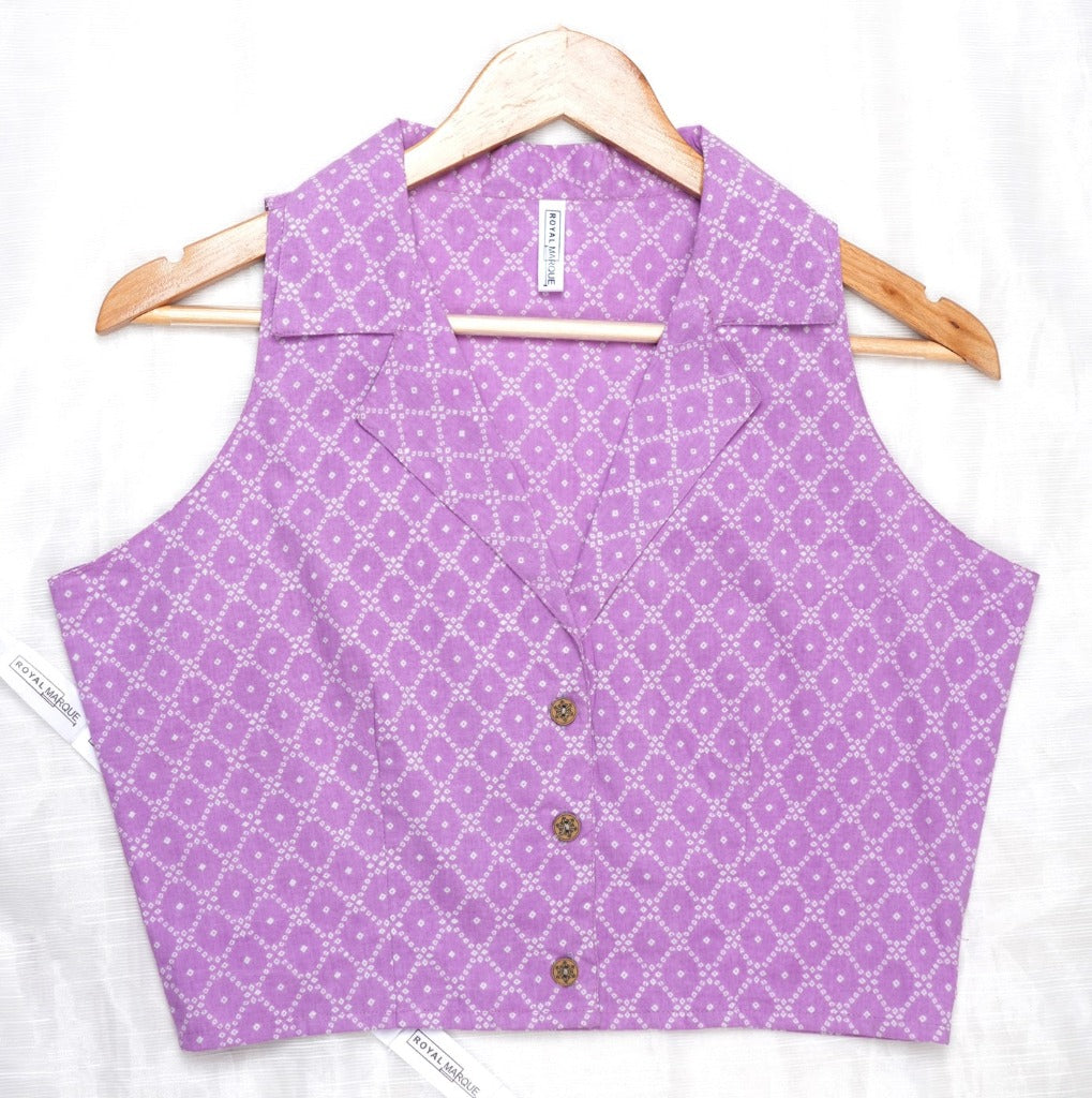 Purple Pure Cotton Blouson Top