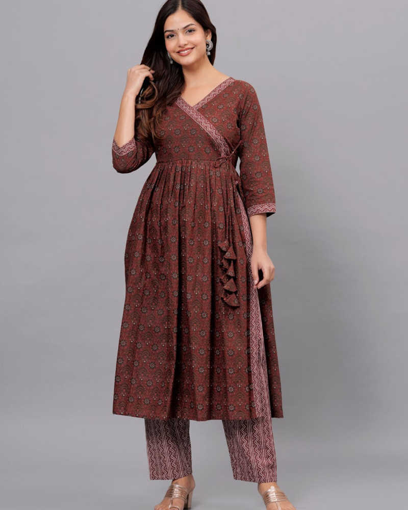 Maroon Cotton Ethnic Set - Image 2