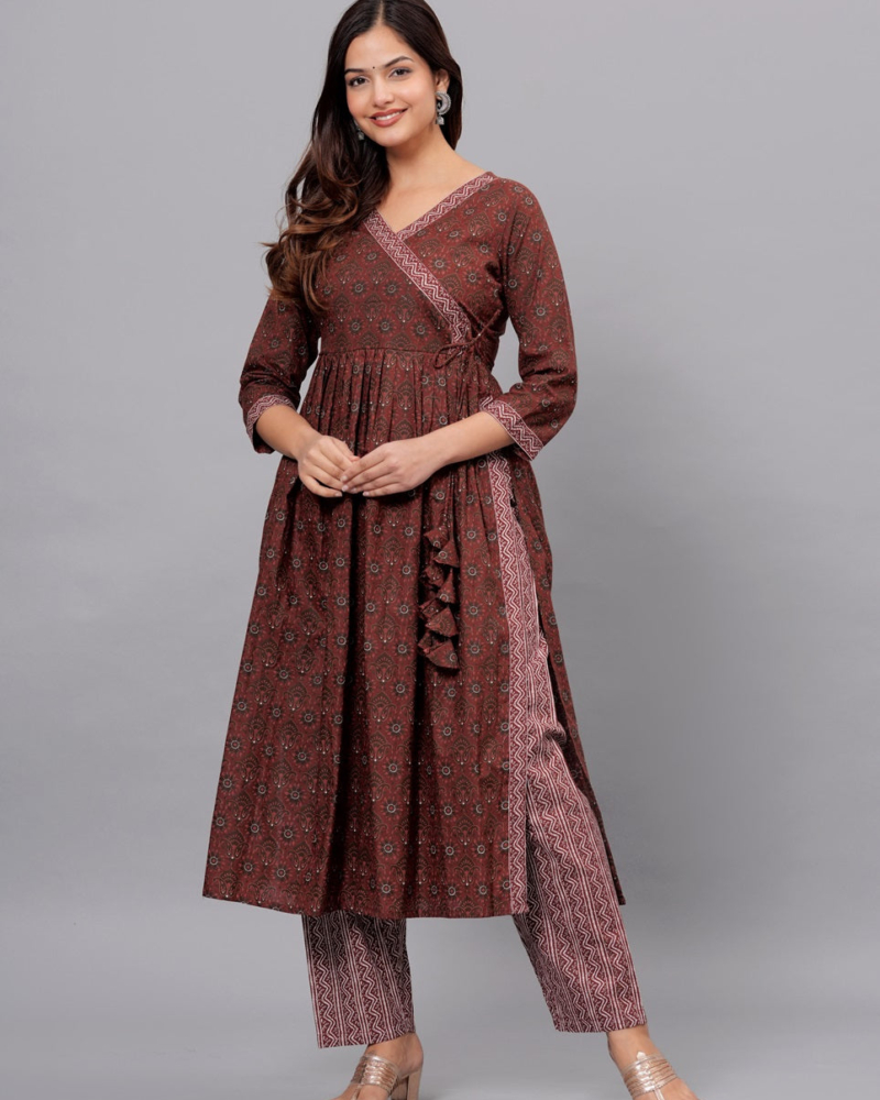 Maroon Cotton Ethnic Set - Image 3