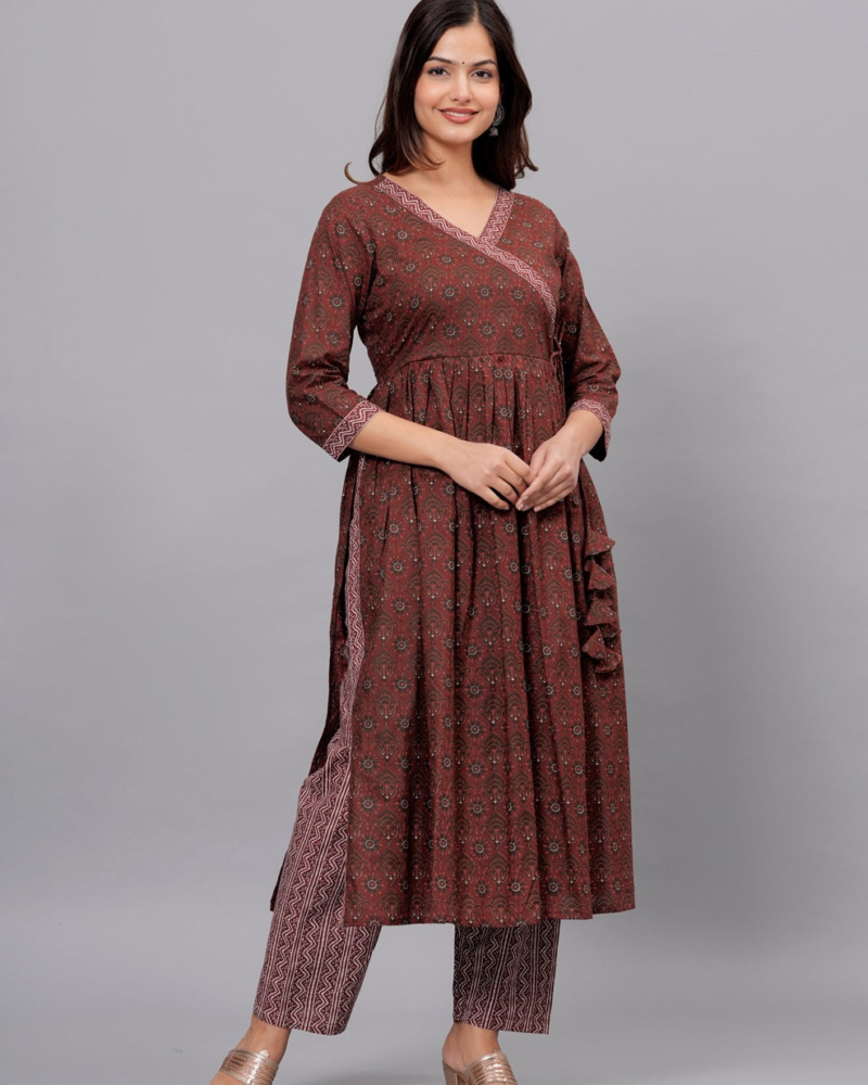 Maroon Cotton Ethnic Set - Image 4