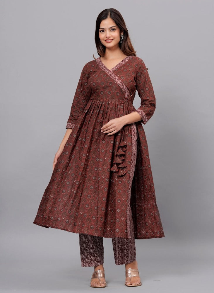 Maroon Cotton Ethnic Set