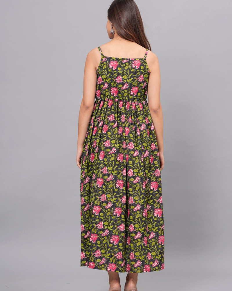 Black Floral Printed Dress - Image 5