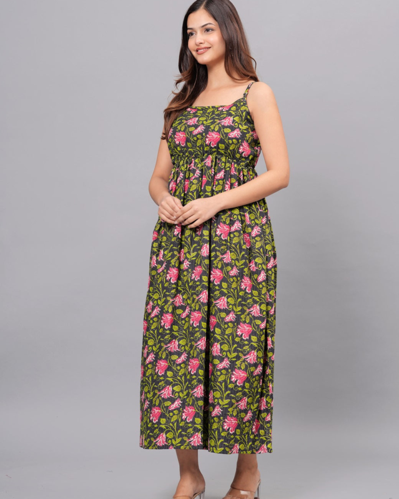 Black Floral Printed Dress - Image 8