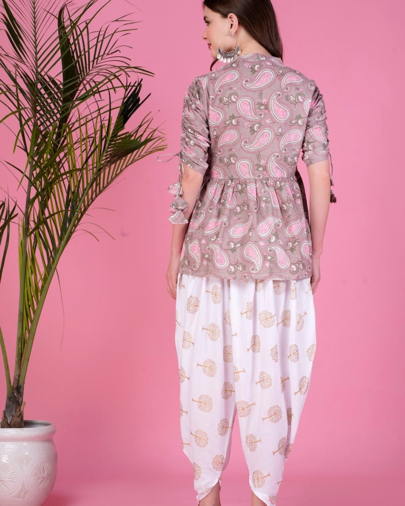 Ethnic Printed Kurta with tassels and Dhoti Pant Set #01 - Image 6