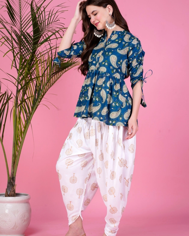 Ethnic Printed Kurta with tassels and Dhoti Pant Set #01 - Image 10