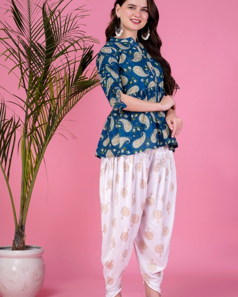 Ethnic Printed Kurta with tassels and Dhoti Pant Set #01 - Image 9